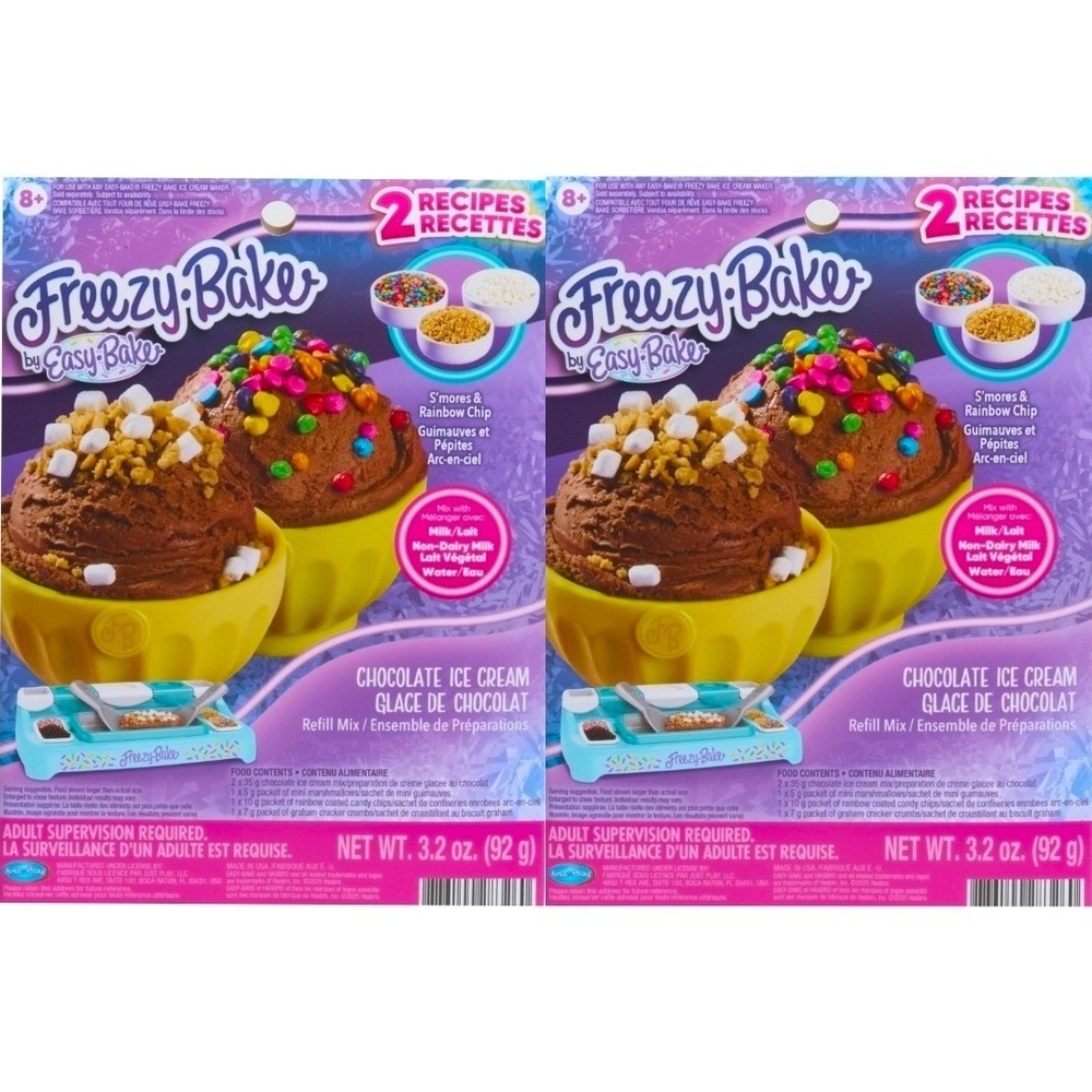 Easy-Bake Freezy Chocolate Ice Cream Refill Mix Qty 2‎ Smores Rainbow Chip New